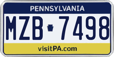 PA license plate MZB7498