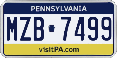 PA license plate MZB7499