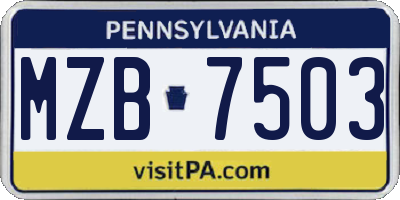 PA license plate MZB7503