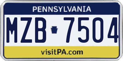 PA license plate MZB7504