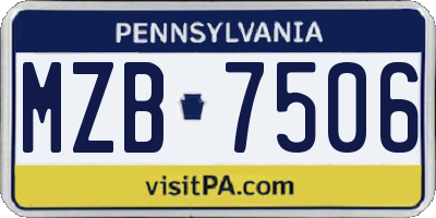 PA license plate MZB7506