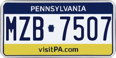 PA license plate MZB7507