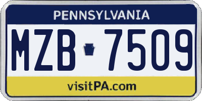 PA license plate MZB7509