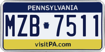 PA license plate MZB7511