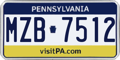 PA license plate MZB7512