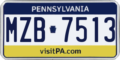 PA license plate MZB7513