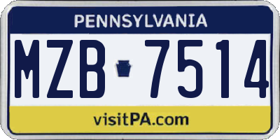PA license plate MZB7514