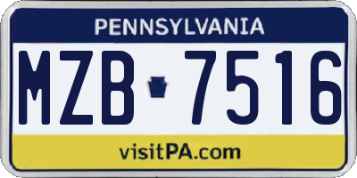 PA license plate MZB7516
