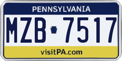 PA license plate MZB7517