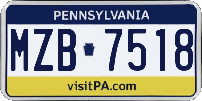 PA license plate MZB7518