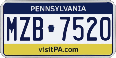 PA license plate MZB7520