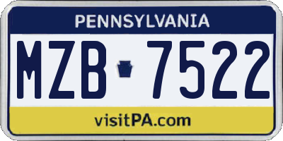 PA license plate MZB7522