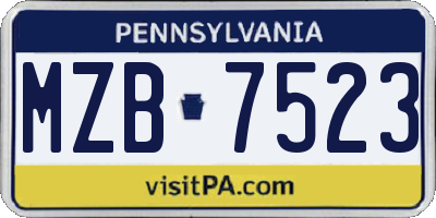 PA license plate MZB7523