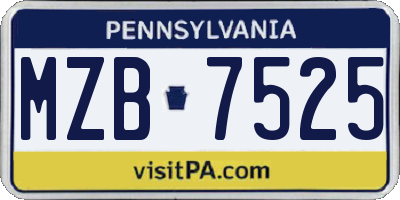 PA license plate MZB7525