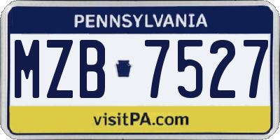 PA license plate MZB7527