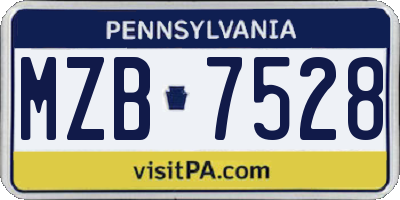PA license plate MZB7528
