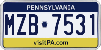PA license plate MZB7531