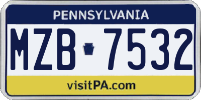 PA license plate MZB7532