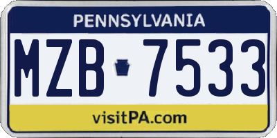 PA license plate MZB7533