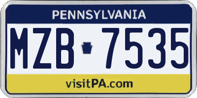 PA license plate MZB7535