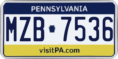 PA license plate MZB7536