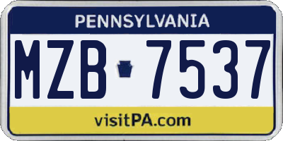 PA license plate MZB7537