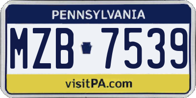 PA license plate MZB7539