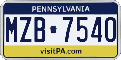 PA license plate MZB7540