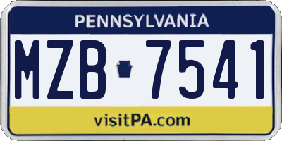 PA license plate MZB7541