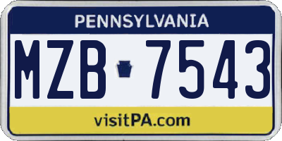 PA license plate MZB7543