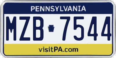PA license plate MZB7544