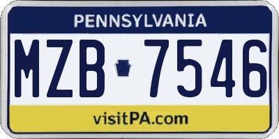 PA license plate MZB7546