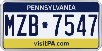 PA license plate MZB7547