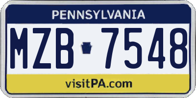 PA license plate MZB7548