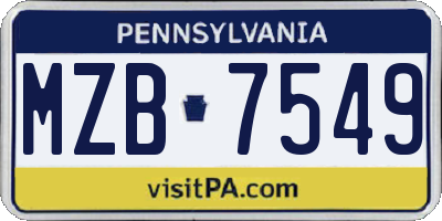PA license plate MZB7549