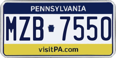 PA license plate MZB7550