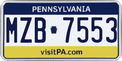 PA license plate MZB7553