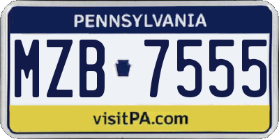 PA license plate MZB7555