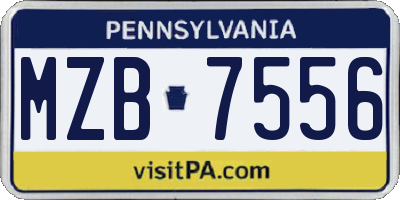 PA license plate MZB7556