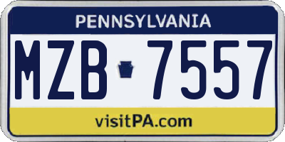 PA license plate MZB7557
