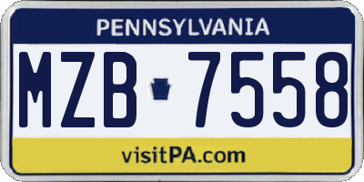 PA license plate MZB7558