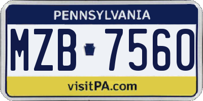 PA license plate MZB7560