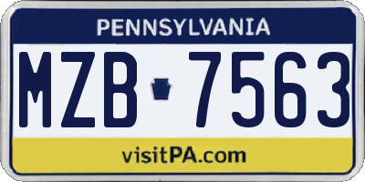 PA license plate MZB7563