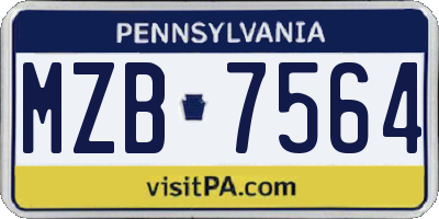 PA license plate MZB7564