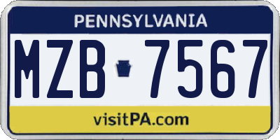 PA license plate MZB7567
