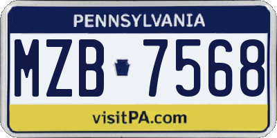 PA license plate MZB7568