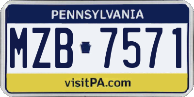 PA license plate MZB7571