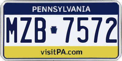 PA license plate MZB7572