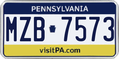PA license plate MZB7573