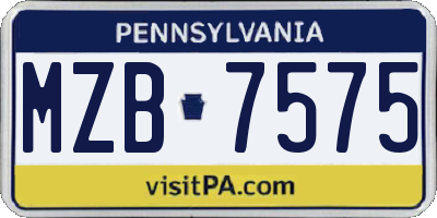 PA license plate MZB7575
